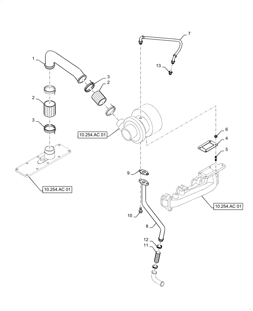 Схема запчастей Case IH RPZ85 - (10.250.AE) - TURBOCHARGER & RELATED PARTS (10) - ENGINE