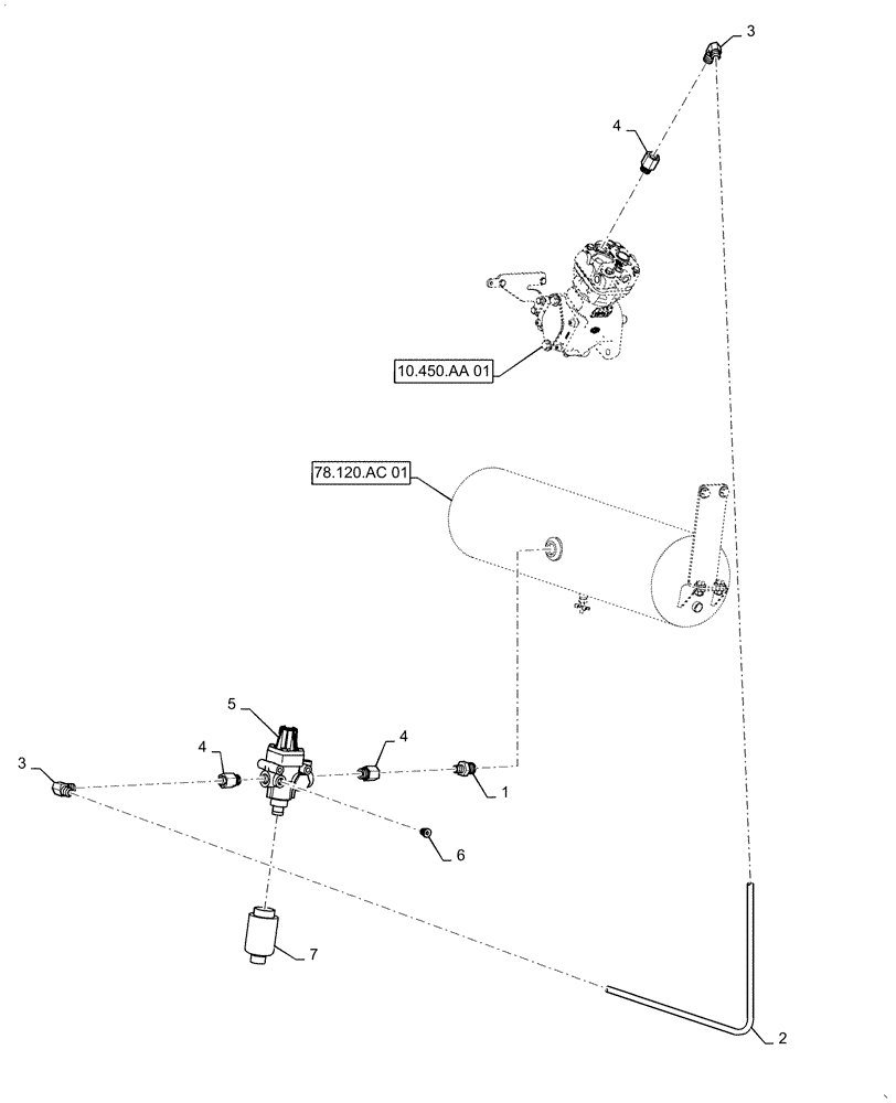 Схема запчастей Case IH PATRIOT 3240 - (78.120.AC[02]) - AIR TANK LINES (78) - SPRAYING