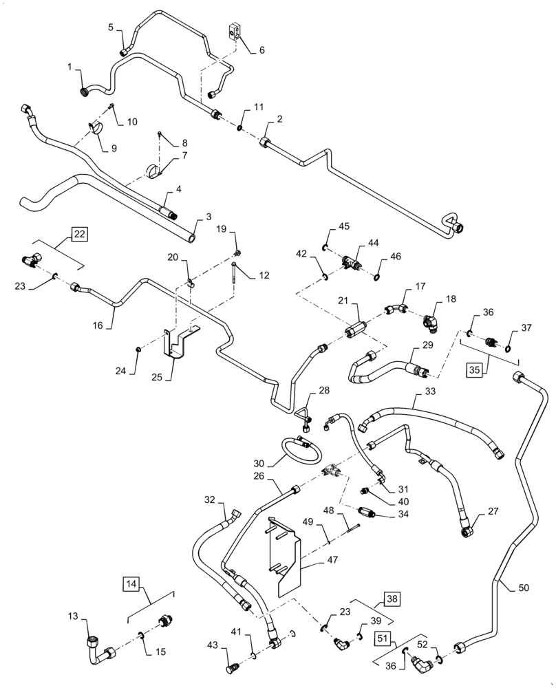 Схема запчастей Case IH MAGNUM 200 - (35.100.AR[01]) - CONTROL VALVE OIL SUPPLY LINES AND FITTINGS, TWIN FLOW - CVT - SN ZERH08100 - ZFRH01000 (35) - HYDRAULIC SYSTEMS