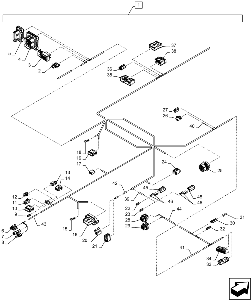 Схема запчастей Case IH MAGNUM 380 - (55.510.BP[13]) - CAB WIRE HARNESS - ASN - ZERF08100 (55) - ELECTRICAL SYSTEMS