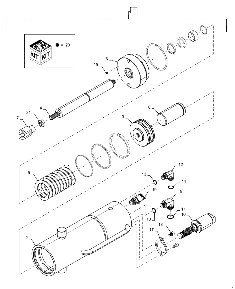 Схема запчастей Case IH MAGNUM 180 - (33.110.AP[02]) - HYDRAULIC CYLINDER, PARKING BRAKE (33) - BRAKES & CONTROLS