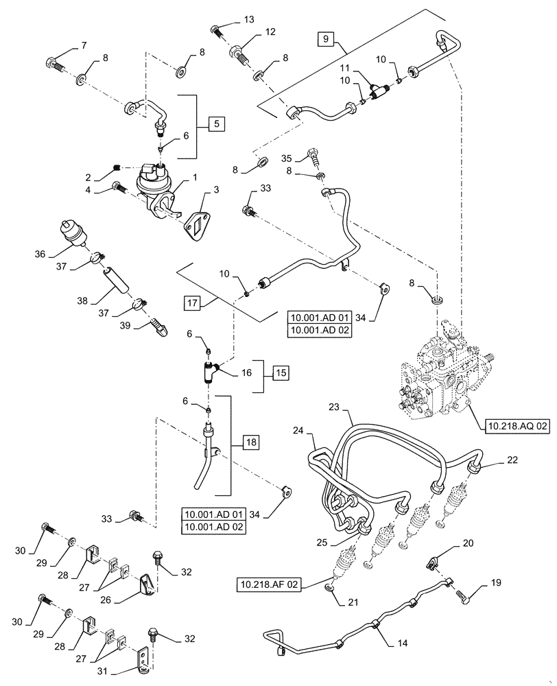 Схема запчастей Case IH RPZ85 - (10.218.AE[02]) - FUEL INJECTOR, LINES (10) - ENGINE