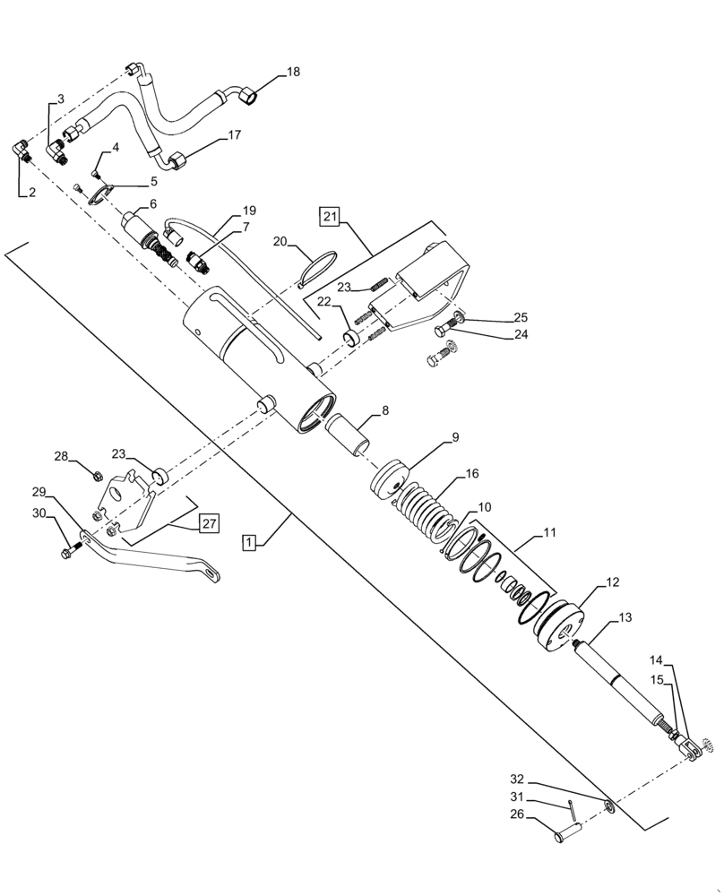 Схема запчастей Case IH MAGNUM 180 - (33.110.AP[01]) - HYDRAULIC CYLINDER, PARKING BRAKE (33) - BRAKES & CONTROLS