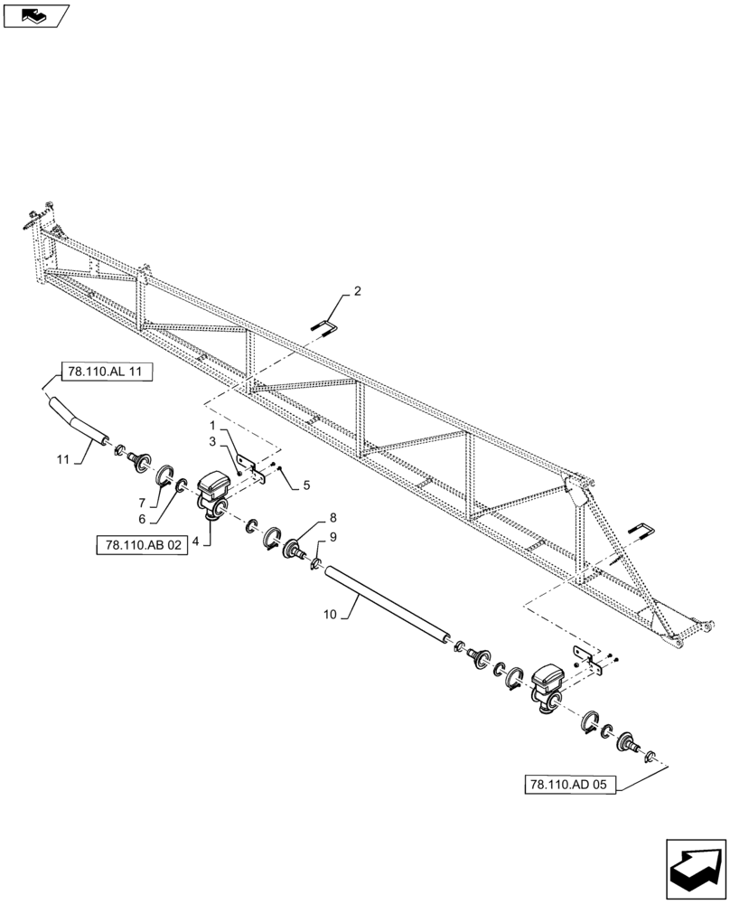 Схема запчастей Case IH PATRIOT 4440 - (78.110.AL[10]) - 90/100, 6 SECTION, LO- FLOW, RH INNER BOOM PLUMBING (78) - SPRAYING