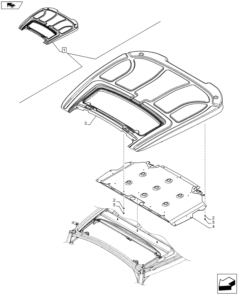 Схема запчастей Case IH FARMALL 105C - (90.150.BG[06A]) - VAR - 334182, 334184, 334212, 339606 - CAB ROOF, ROOF - ISO - BEGIN YR 10-OCT-2012 (90) - PLATFORM, CAB, BODYWORK AND DECALS