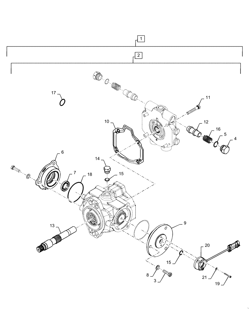 Схема запчастей Case IH WD2303 - (29.218.AG[03]) - PUMP, HYDROSTATIC, AUXILIARY MOUNT (29) - HYDROSTATIC DRIVE