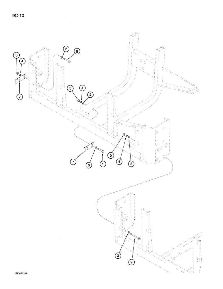 Схема запчастей Case IH 950 - (9C-10) - SEED MODULE HOUSING MOUNTING, 8 ROW WIDE AND 12 ROW NARROW, VERTICAL FOLD (09) - CHASSIS/ATTACHMENTS