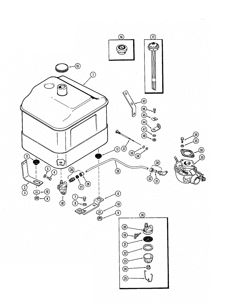 Схема запчастей Case IH 470 - (030) - FUEL TANK, 470 (148B) SPARK IGNITION ENGINE (03) - FUEL SYSTEM