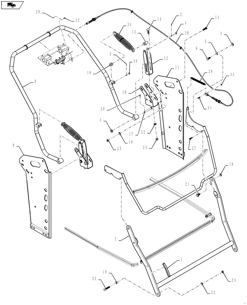 Схема запчастей Case IH TITAN 4030 - (90.100.02) - HOOD TILT ASSEMBLY (90) - PLATFORM, CAB, BODYWORK AND DECALS