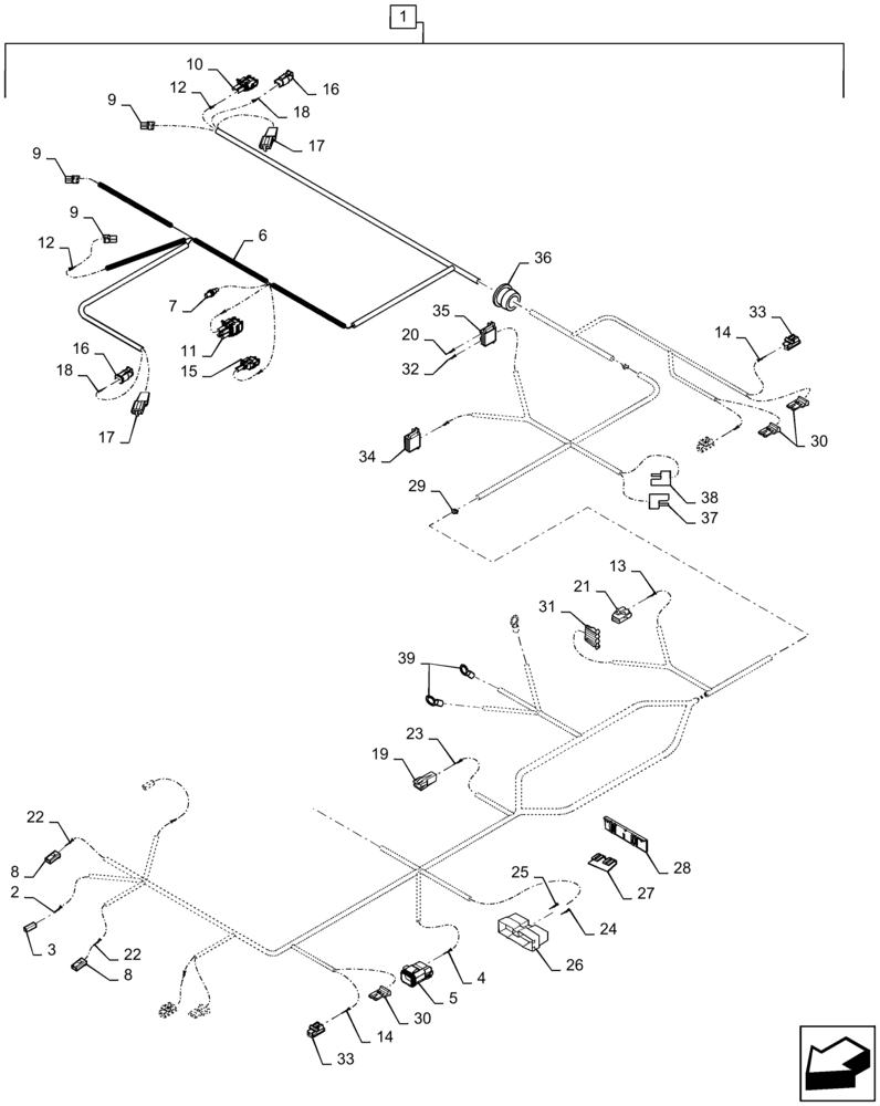 Схема запчастей Case IH MAGNUM 200 - (55.510.AH[04]) - WIRE HARNESS, CAB ROOF NA - ASN ZERH08100 (55) - ELECTRICAL SYSTEMS