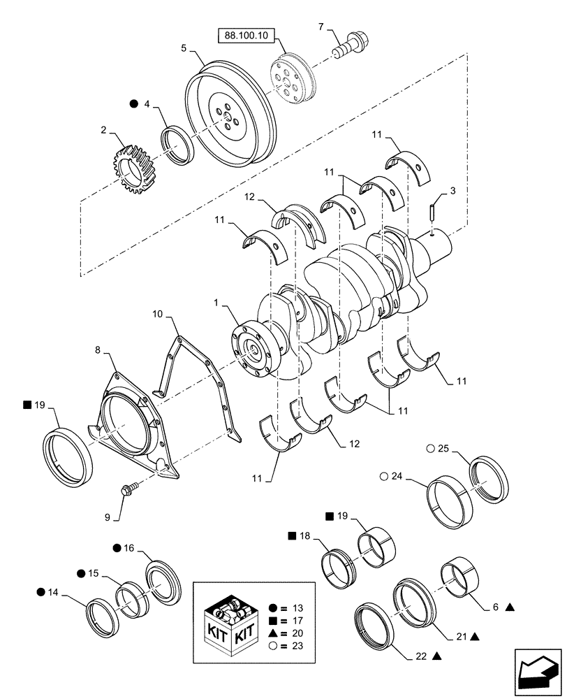 Схема запчастей Case IH RPZ65 - (10.103.AA) - CRANKSHAFT (10) - ENGINE