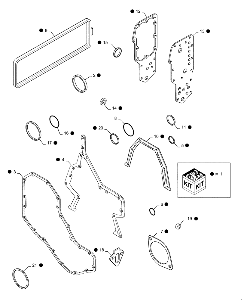 Схема запчастей Case IH RPZ145 - (10.101.AA[03]) - CYLINDER BLOCK GASKET KIT (10) - ENGINE