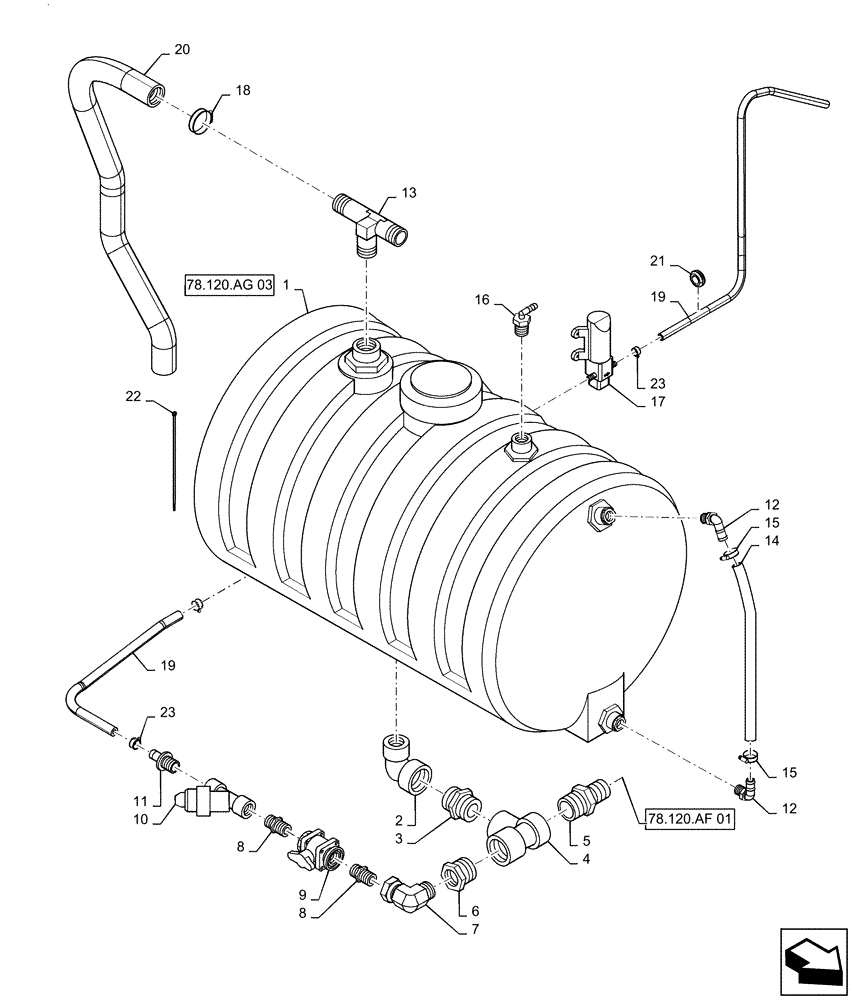 Схема запчастей Case IH PATRIOT 3240 - (78.120.AG[02]) - FOAM TANK PLUMBING (78) - SPRAYING