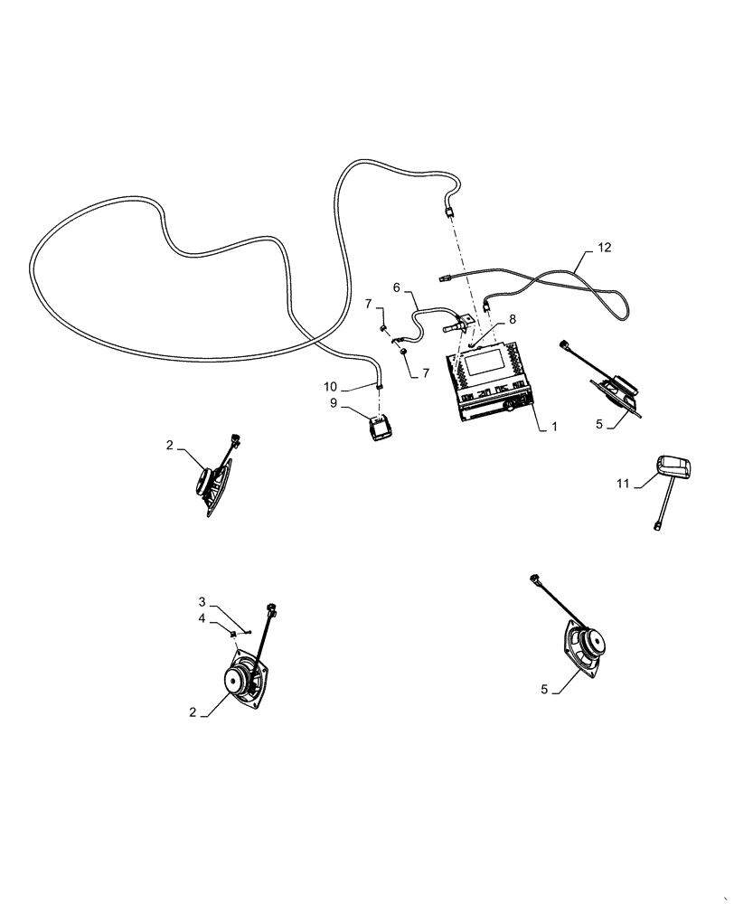 Схема запчастей Case IH MAGNUM 380 - (55.512.AA[02]) - RADIO, SPEAKERS, AND ANTENNA - ASN ZERF08100 (55) - ELECTRICAL SYSTEMS