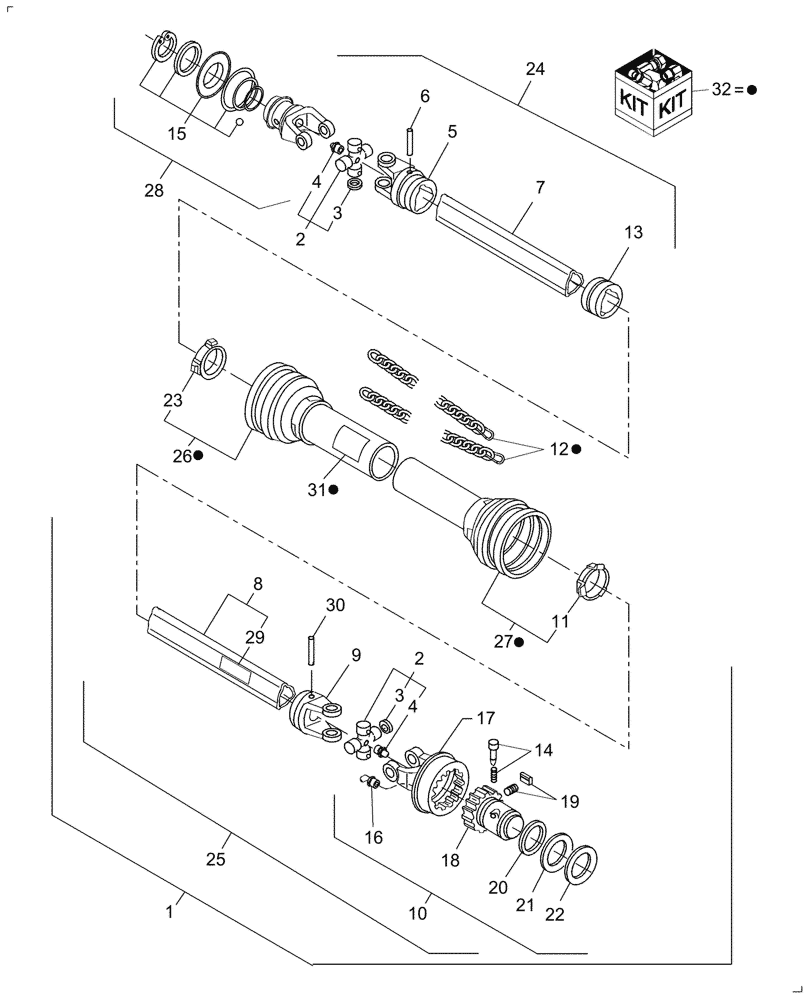 Схема запчастей Case IH MD82 - (015/01) - PTO, MD82 & MD92 (31) - IMPLEMENT POWER TAKE OFF