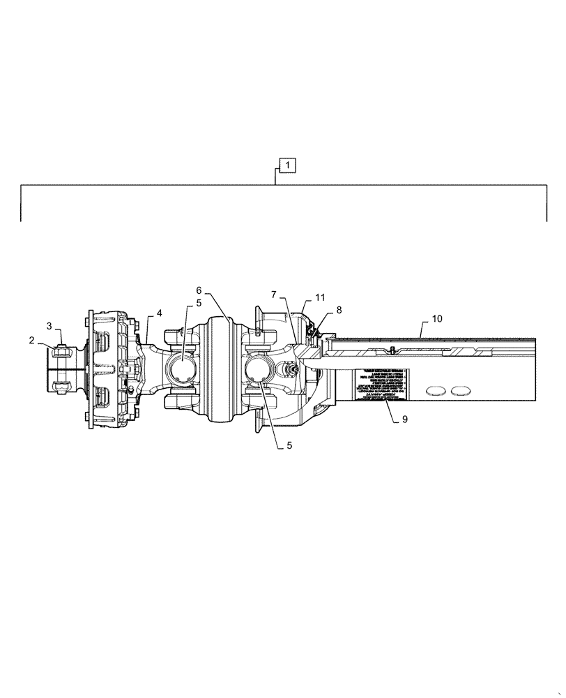 Схема запчастей Case IH DC102F - (01.09[02]) - SWIVEL PTO, SECONDARY REAR HALF SHAFT, BSN YFN254092 (01) - PTO DRIVE SHAFT