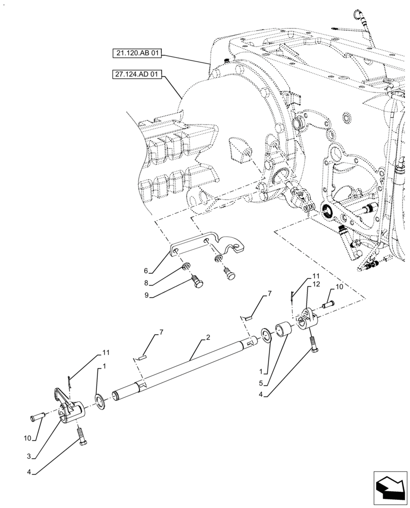 Схема запчастей Case IH FARMALL 120A - (33.110.AP[01]) - VAR - 391610, 393315 - PARKING BRAKE, EXTERNAL CONTROL (33) - BRAKES & CONTROLS