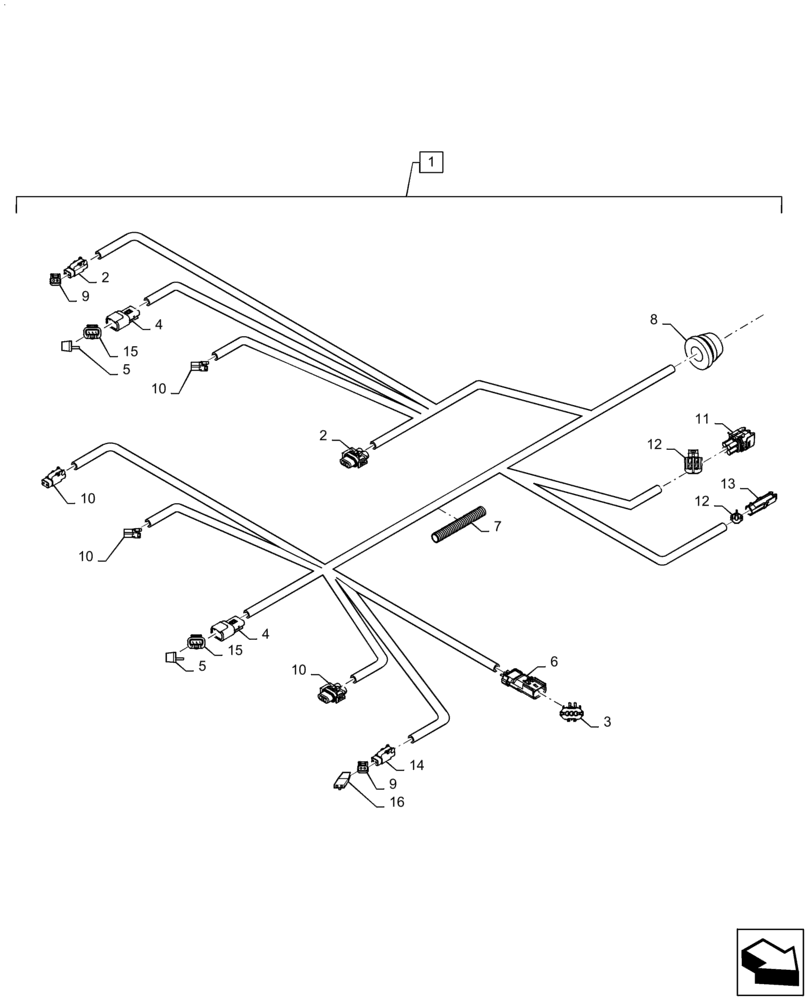 Схема запчастей Case IH MAGNUM 220 - (55.510.AH[05]) - WIRE HARNESS, CAB ROOF NA - ASN ZERH08100 (55) - ELECTRICAL SYSTEMS