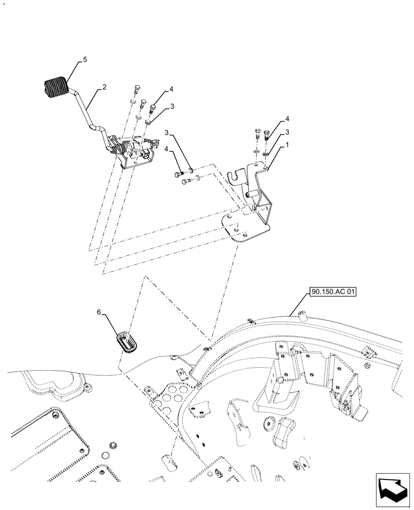 Схема запчастей Case IH FARMALL 140A - (55.525.AK) - VAR- 391610, 393315 - ACCELERATOR PEDAL (55) - ELECTRICAL SYSTEMS