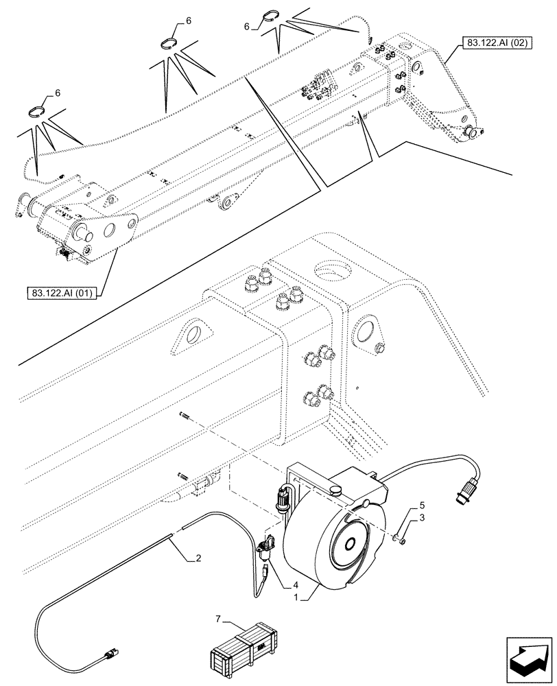 Схема запчастей Case IH FARMLIFT 735 - (88.100.55[01]) - SOCKET, BOOM (88) - ACCESSORIES