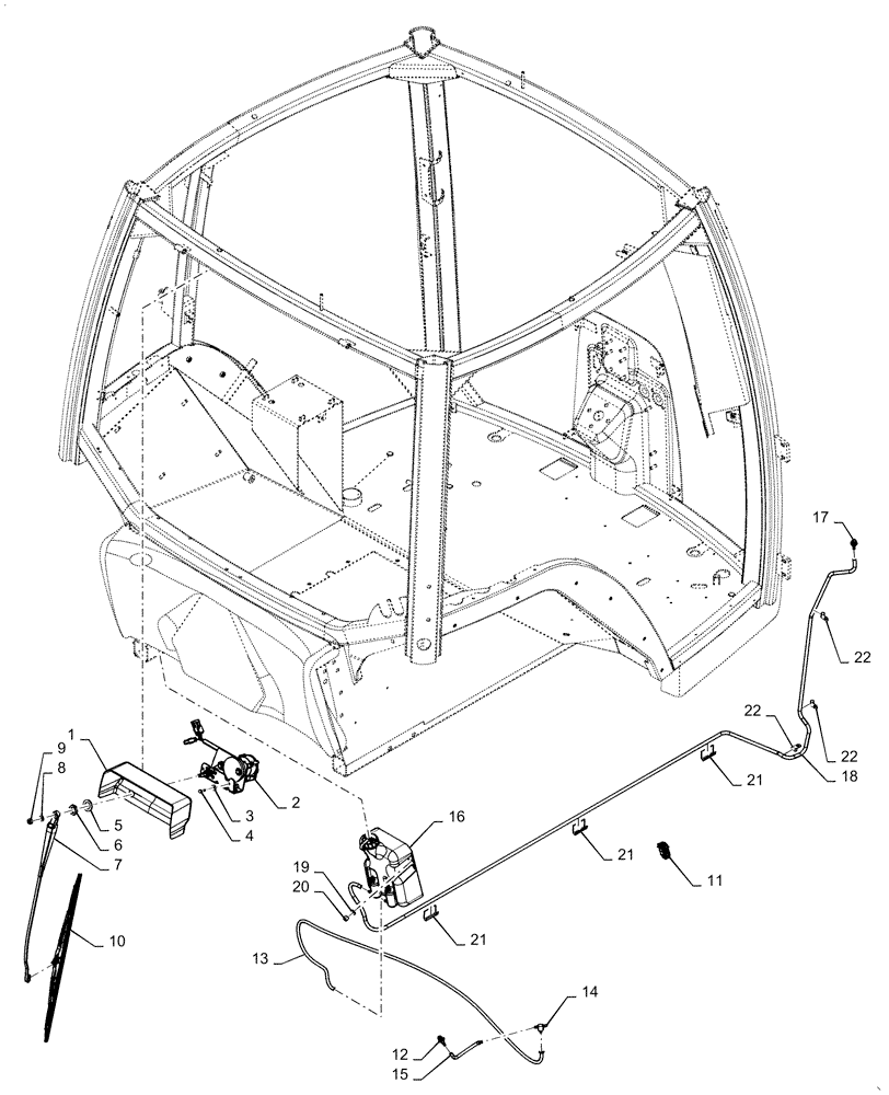 Схема запчастей Case IH MAGNUM 200 - (55.518.AW[02]) - WINDSHIELD WASHER , FRONT AND REAR - ASN ZERH08100 (55) - ELECTRICAL SYSTEMS