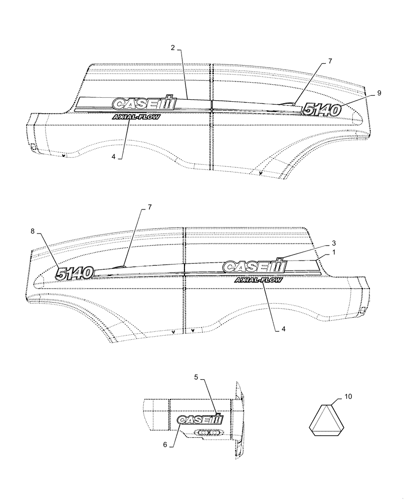 Схема запчастей Case IH 5140 - (90.108.AB[03]) - DECALS, MODEL AND BRAND, ASN YEG227001 (90) - PLATFORM, CAB, BODYWORK AND DECALS