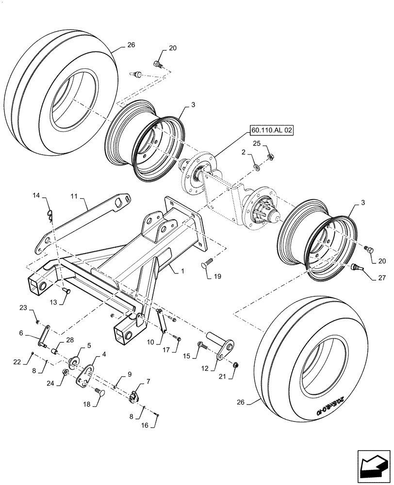 Схема запчастей Case IH 9240 - (60.110.AL[01]) - VAR - 722090, 722374, 722203 - SUPPORT, FEEDER (60) - PRODUCT FEEDING