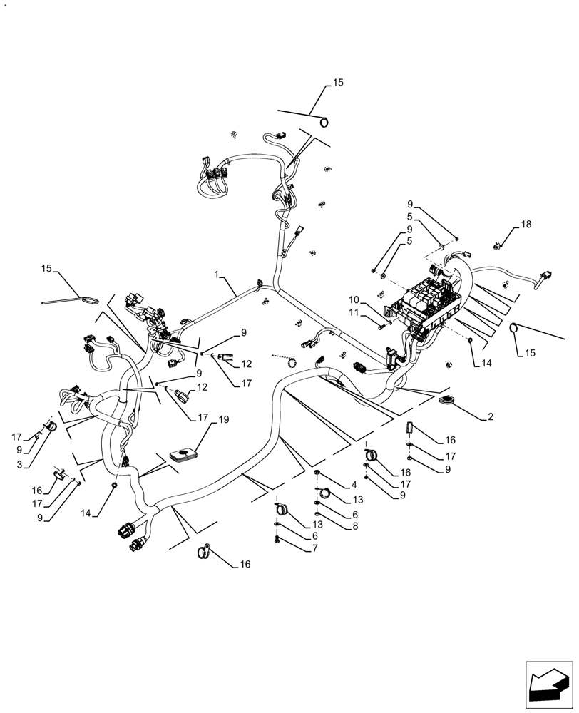 Схема запчастей Case IH FARMALL 130A - (55.510.AF[01]) - VAR - 391610 - MAIN HARNESS, BRACKET, CABLE CLIP, CAB (55) - ELECTRICAL SYSTEMS