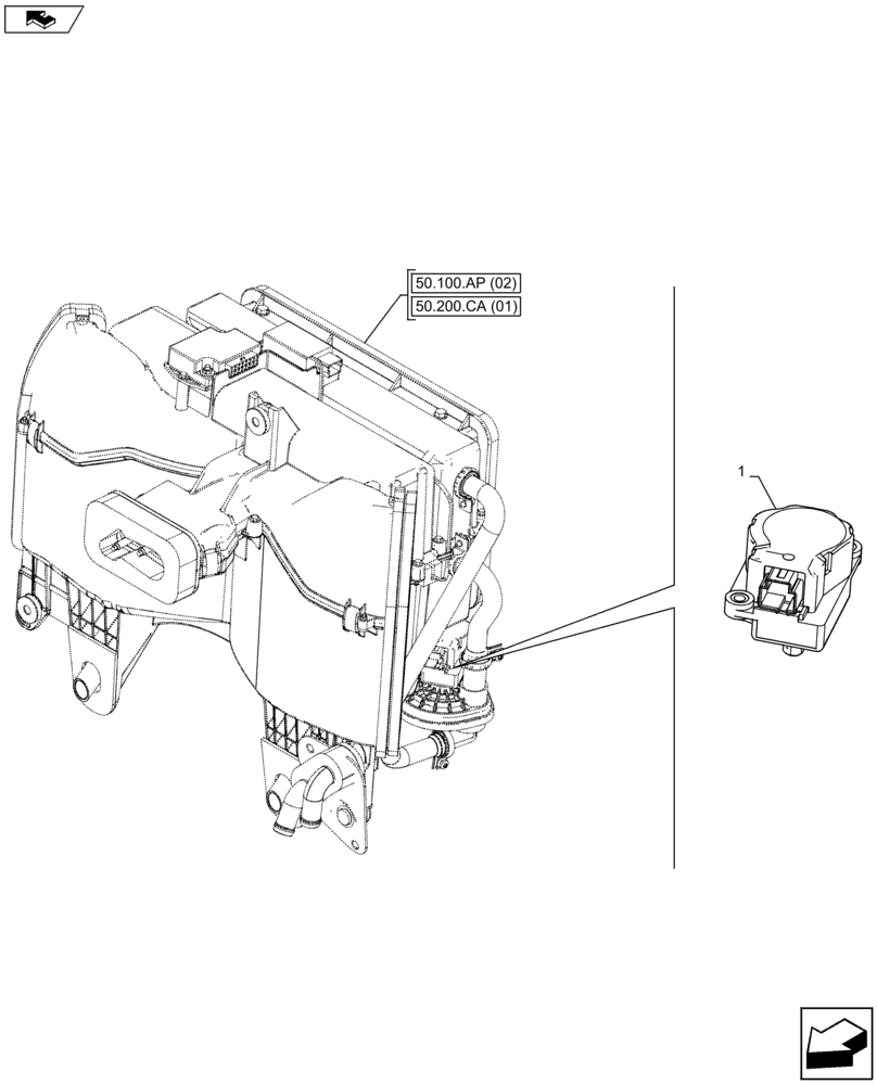 Схема запчастей Case IH FARMALL 85C - (55.050.AK[02]) - VAR - 334183, 334211, 391606, 743496, 743573, 744588 - AIR CONDITIONER, HEATER, COMPONENTS, CAB (55) - ELECTRICAL SYSTEMS