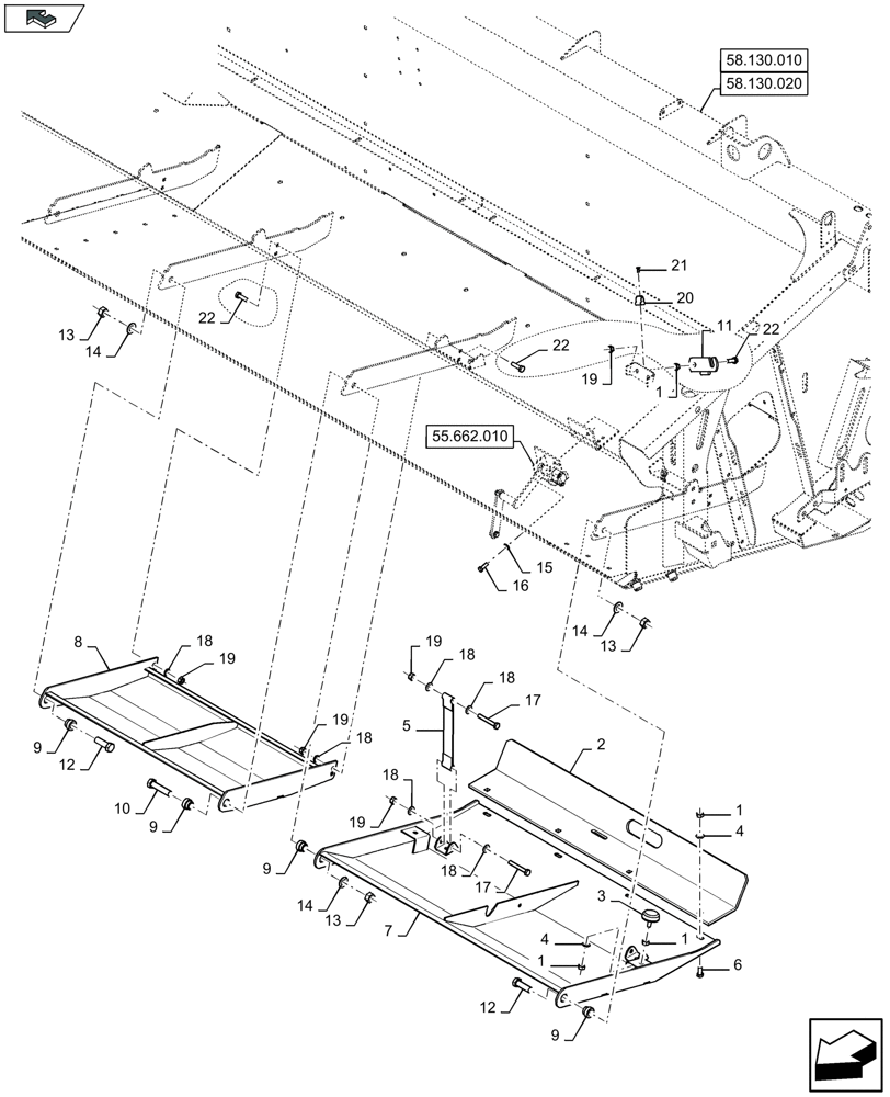 Схема запчастей Case IH 3050-25FT L - (58.130.181) - SKID PLATES, LEFT-HAND SIDE - D052 (58) - ATTACHMENTS/HEADERS