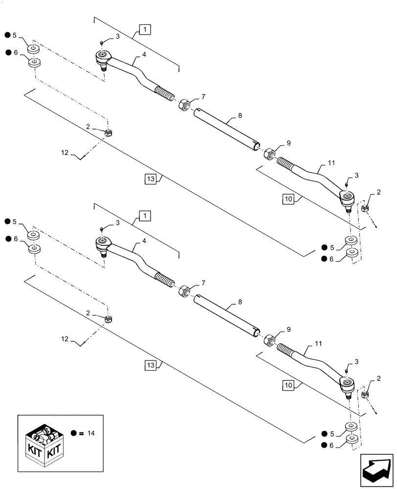 Схема запчастей Case IH MAGNUM 235 - (41.106.AD[02]) - VAR - 420224, 420228 TIE-ROD, CLASS 4.75, NON-SUSPENDED - BSN ZDR*04535, SUSPENDED - BSN ZDR*05034 (41) - STEERING