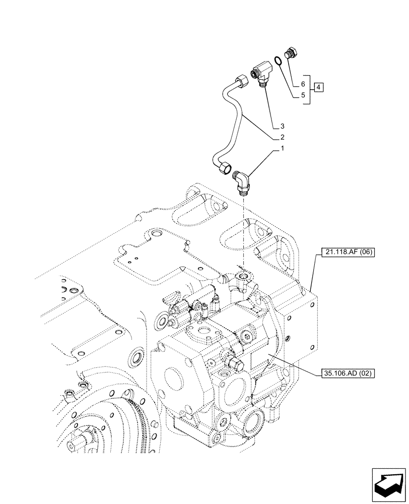 Схема запчастей Case IH PUMA 150 CVT - (21.105.BL[02]) - VAR - 391161, 758055 - LUBRICATION LINE, PUMP (21) - TRANSMISSION