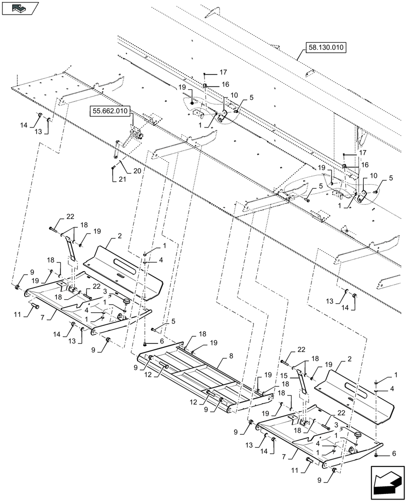 Схема запчастей Case IH 3050-35FT - (58.130.111) - SKID PLATES, RIGHT-HAND SIDE - D052 (58) - ATTACHMENTS/HEADERS