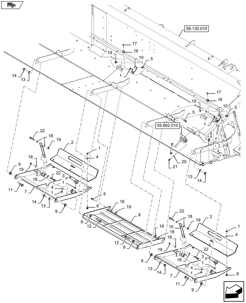 Схема запчастей Case IH 3050-30FT - (58.130.171) - SKID PLATES, LEFT-HAND SIDE - D052 (58) - ATTACHMENTS/HEADERS