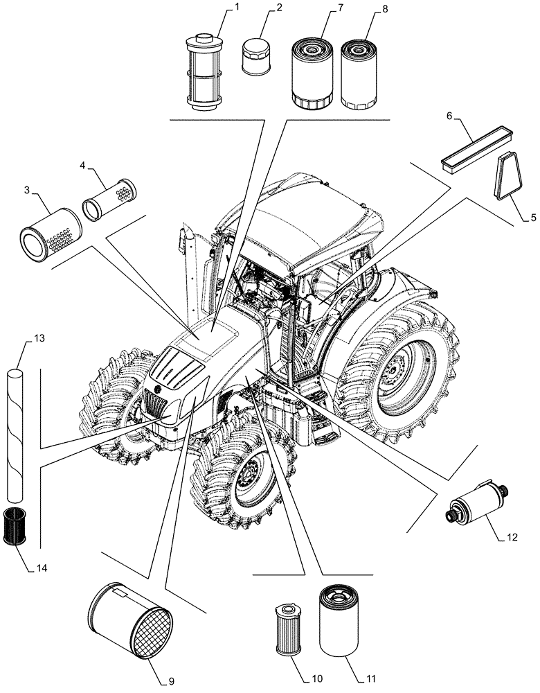 Схема запчастей Case IH FARMALL 105U - (05.100.03) - FILTERS & CAPACITIES (05) - SERVICE & MAINTENANCE