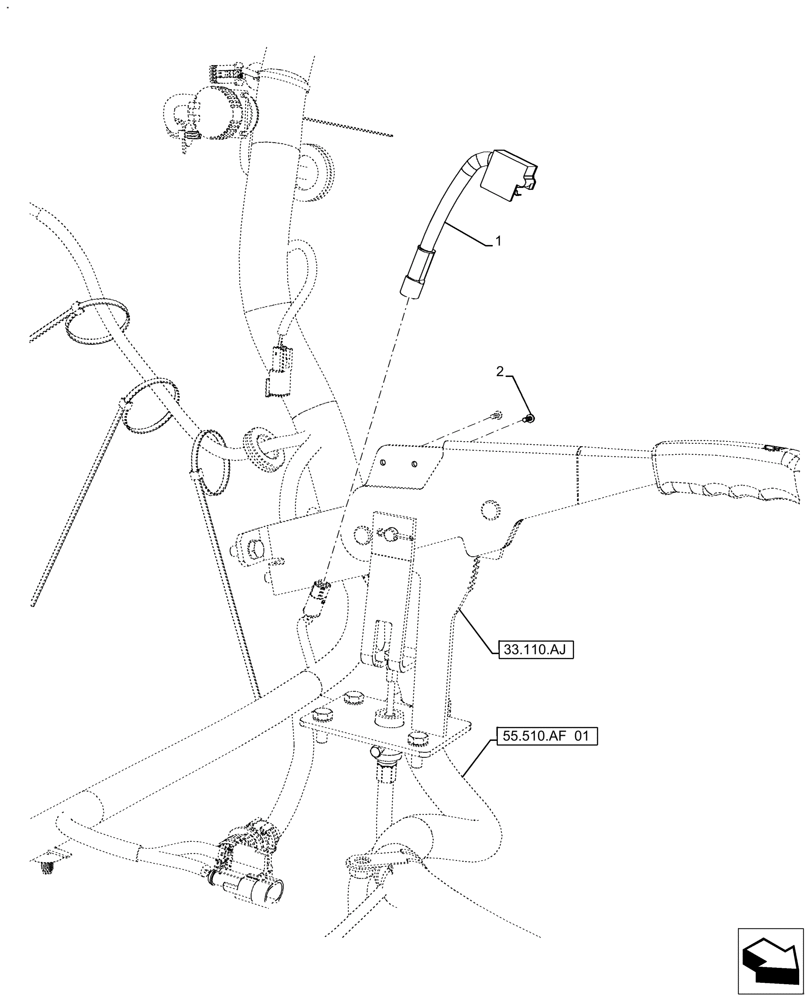 Схема запчастей Case IH FARMALL 110A - (55.031.AF[01]) - VAR - 391610, 393315 - PARKING BRAKE, WARNING LIGHT, SWITCH (55) - ELECTRICAL SYSTEMS