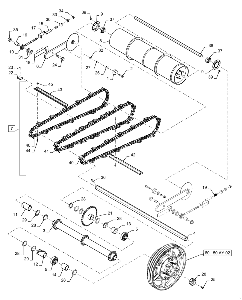 Схема запчастей Case IH 5140 - (60.150.AD[04]) - VAR - 425087, 425086, 425125, 425126, 425088 - CONVEYOR, FEEDER, TRAP, ROCK GUARD, ASN YEG012701 (60) - PRODUCT FEEDING