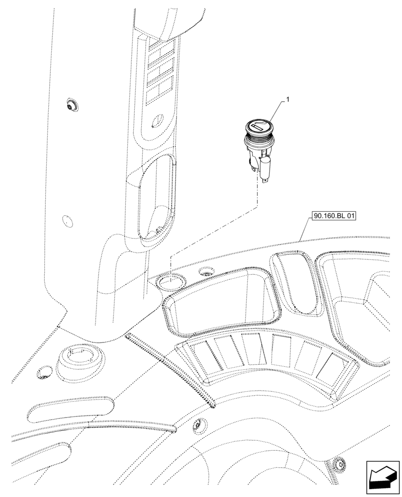 Схема запчастей Case IH FARMALL 120A - (55.512.AD[01]) - VAR - 391610 - CIGARETTE LIGHTER, CAB (55) - ELECTRICAL SYSTEMS