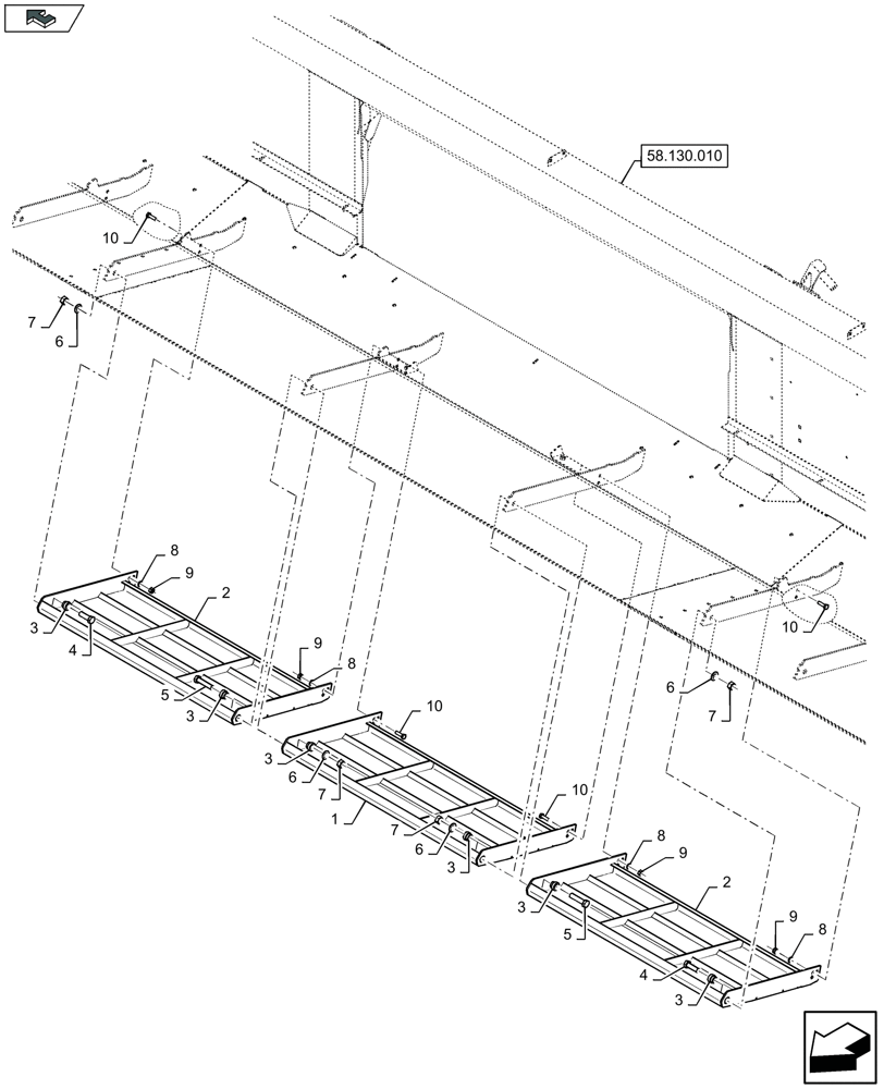 Схема запчастей Case IH 3050-35FT - (58.130.142) - SKID PLATES, CENTER - D052 (58) - ATTACHMENTS/HEADERS