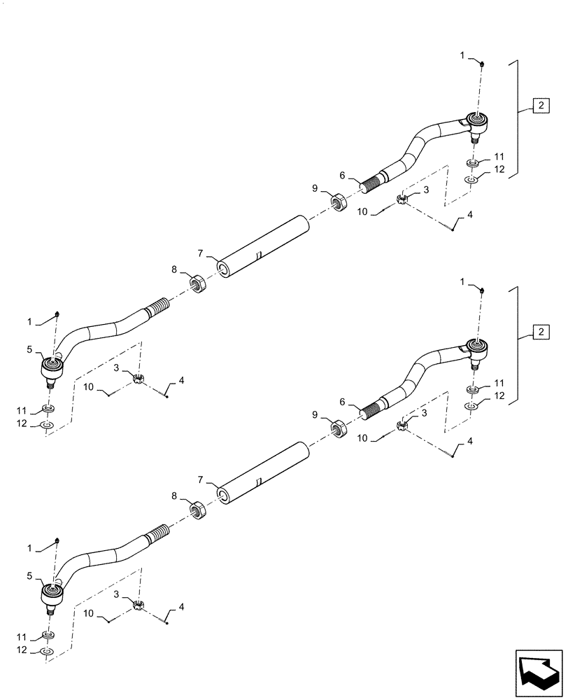 Схема запчастей Case IH MAGNUM 290 - (41.106.AD[03]) - VAR - 420224, 420228 TIE-ROD, CLASS 4.75, NON-SUSPENDED - ZDR*04535 AND AFTER, SUSPENDED - ZDR*05034 AND AFTER (41) - STEERING