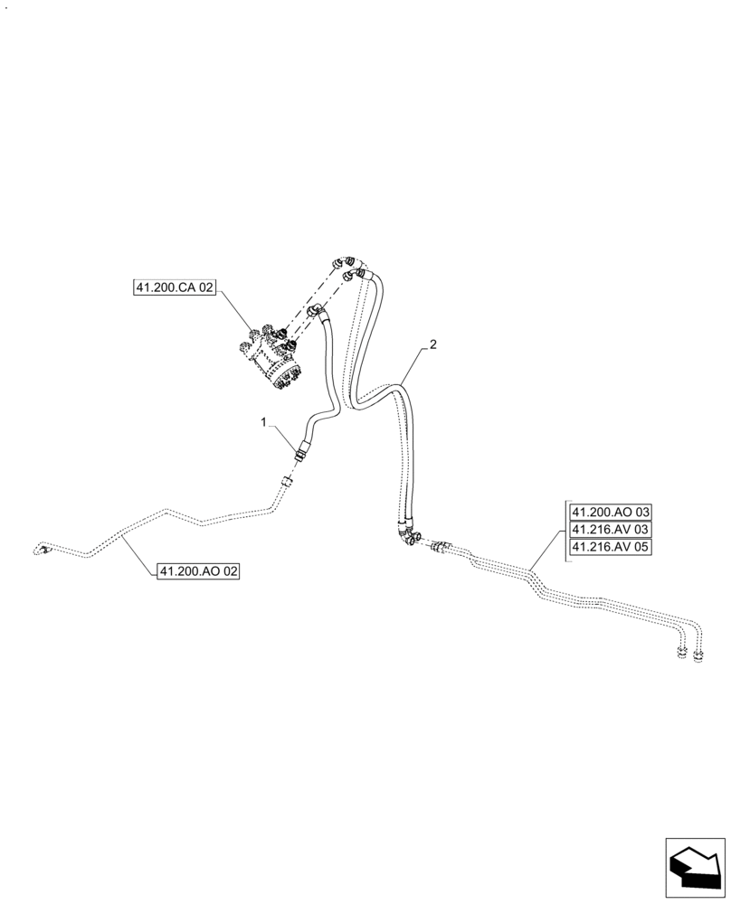 Схема запчастей Case IH FARMALL 110A - (41.200.AA[02]) - VAR - 330059, 330061 - HOSE, STEERING ASSY, POWERSHUTTLE (41) - STEERING