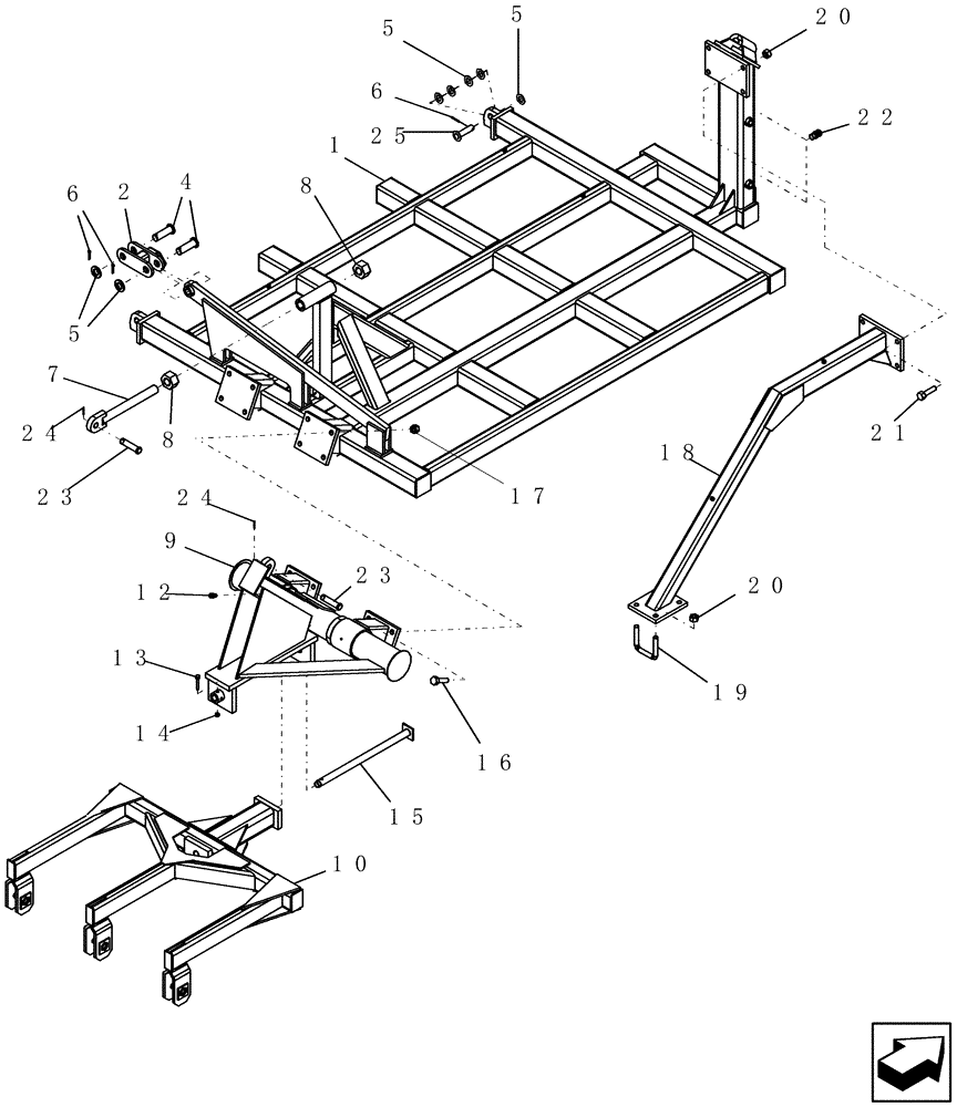 Схема запчастей Case IH ATX - (09-40) - WING FRAMES (OUTER) WITH ROCKSHAFT & WHEEL GANGS, 4012 - 4 RANK 5 PLEX (09) - CHASSIS