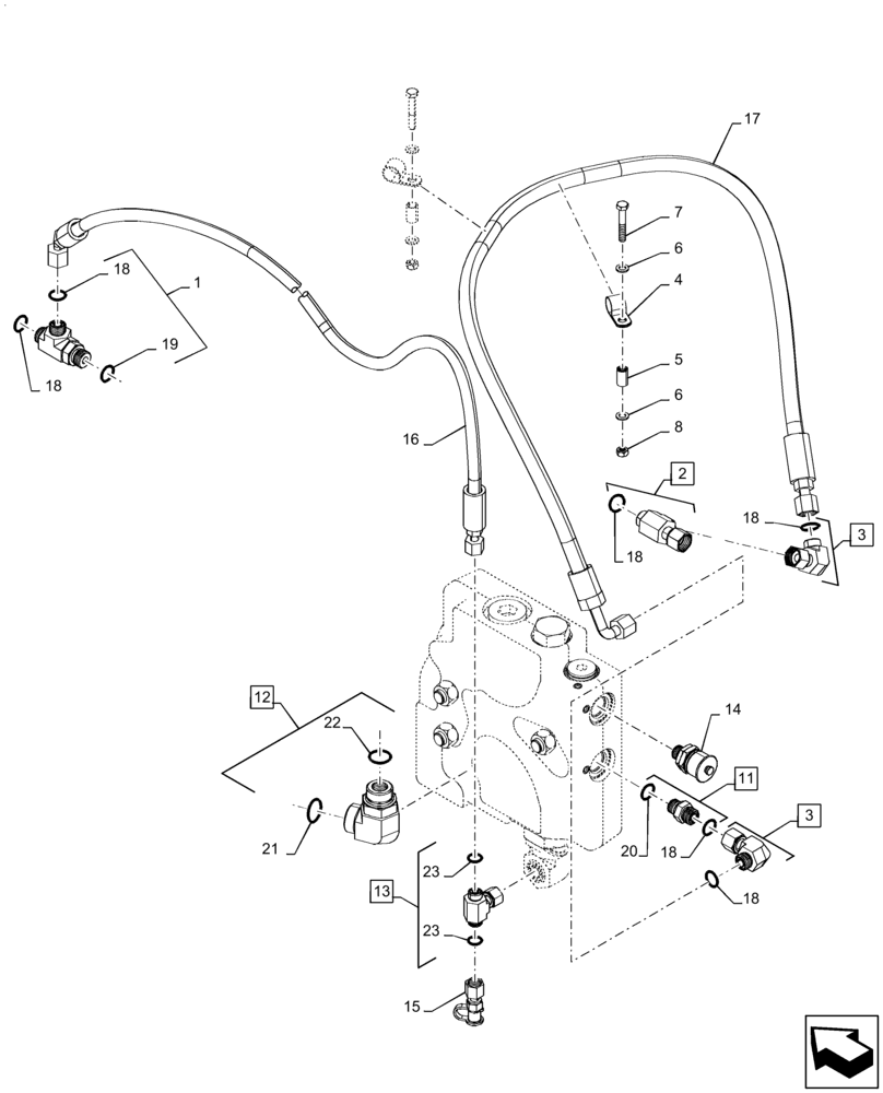 Схема запчастей Case IH QUADTRAC 420 - (33.220.AC) - TRAILER HYDRAULIC BRAKES LINES (33) - BRAKES & CONTROLS