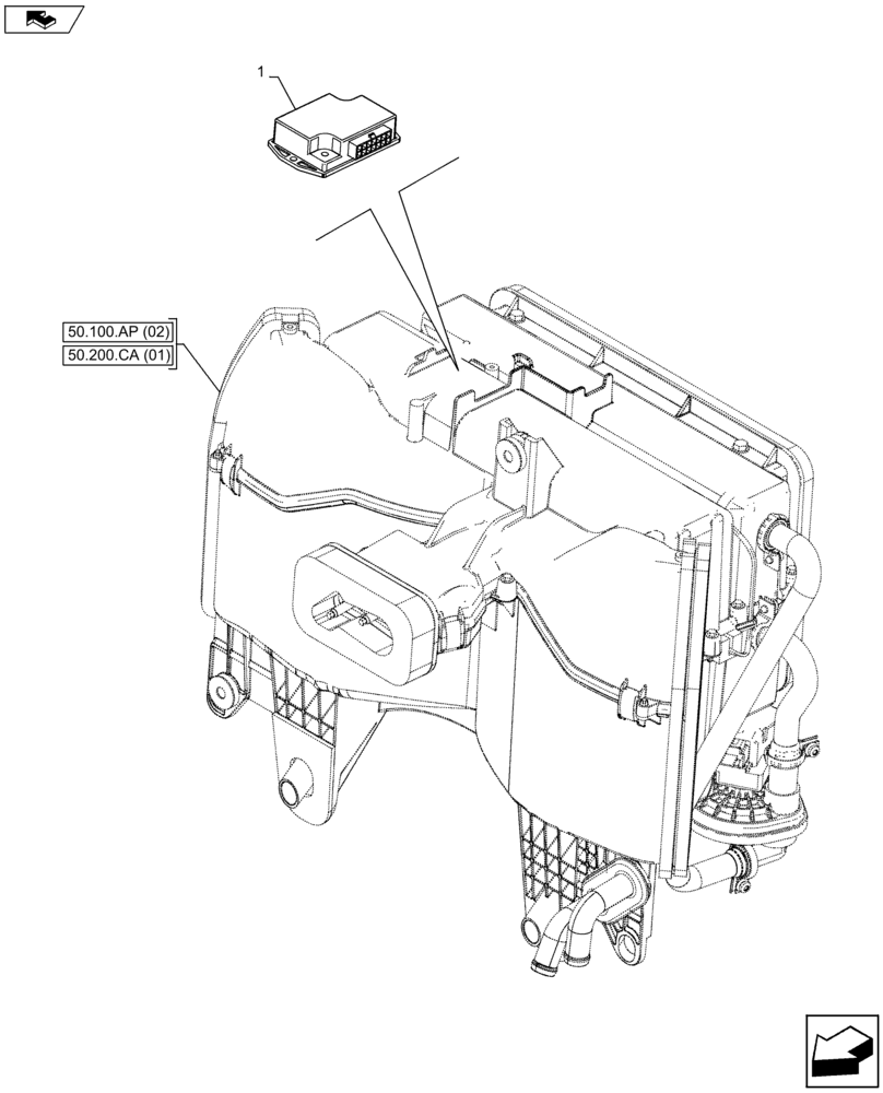 Схема запчастей Case IH FARMALL 85C - (55.050.AK[01]) - VAR - 334183, 334211, 391606, 743496, 743573, 744588 - AIR CONDITIONER, HEATER, COMPONENTS, CAB (55) - ELECTRICAL SYSTEMS