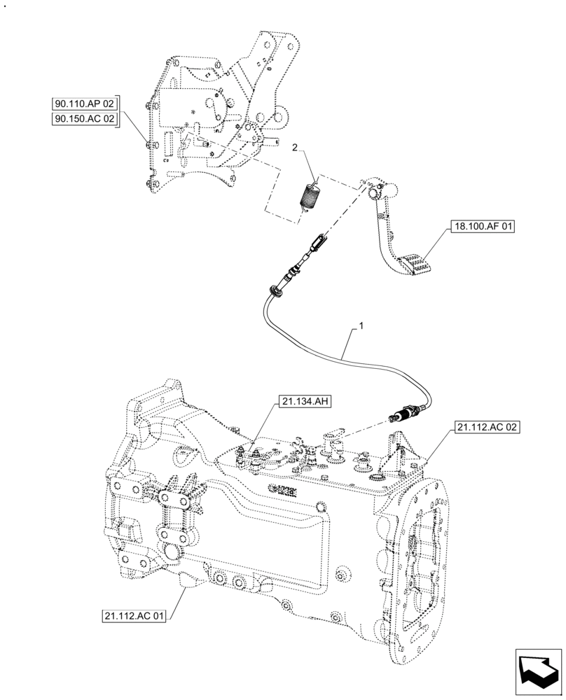 Схема запчастей Case IH FARMALL 140A - (18.100.AA[02]) - VAR - 330059, 330061 - CLUTCH, CABLE, POWERSHUTTLE (18) - CLUTCH