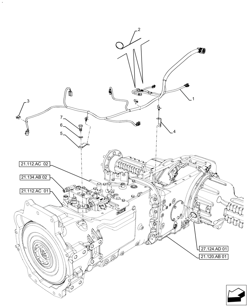 Схема запчастей Case IH FARMALL 110A - (55.024.AA[01]) - VAR - 391610, 390266 - TRANSMISSION, HARNESS, CAB (55) - ELECTRICAL SYSTEMS