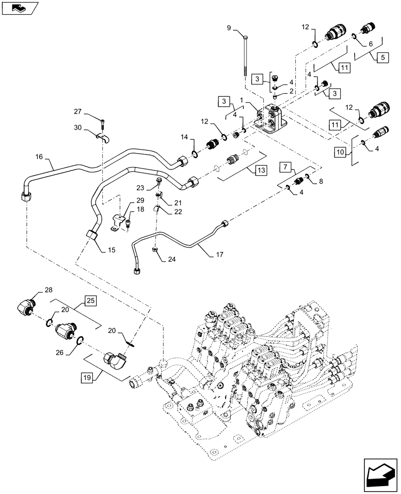 Схема запчастей Case IH MAGNUM 340 - (35.204.AX[01]) - HYDRAULIC POWER BEYOND, MOTOR RETURN VALVE (35) - HYDRAULIC SYSTEMS