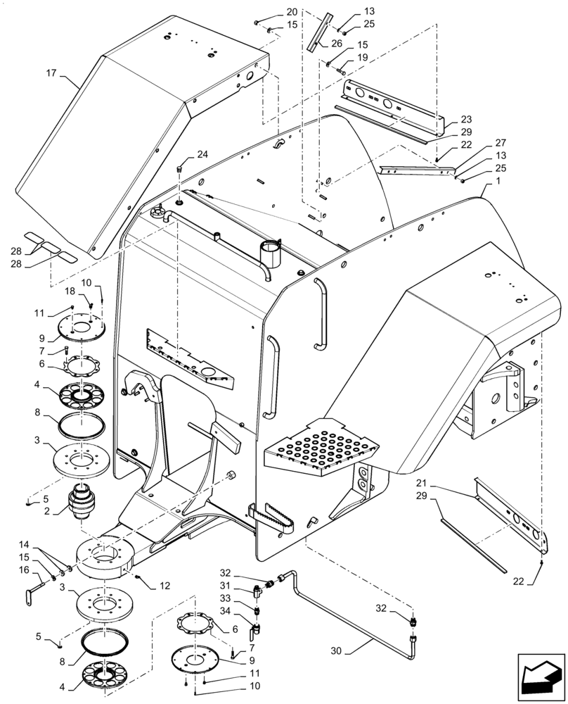 Схема запчастей Case IH QUADTRAC 500 - (39.100.AS[02]) - REAR FRAME, 450, 470, 500, 540, ASN ZEF303001 (39) - FRAMES AND BALLASTING