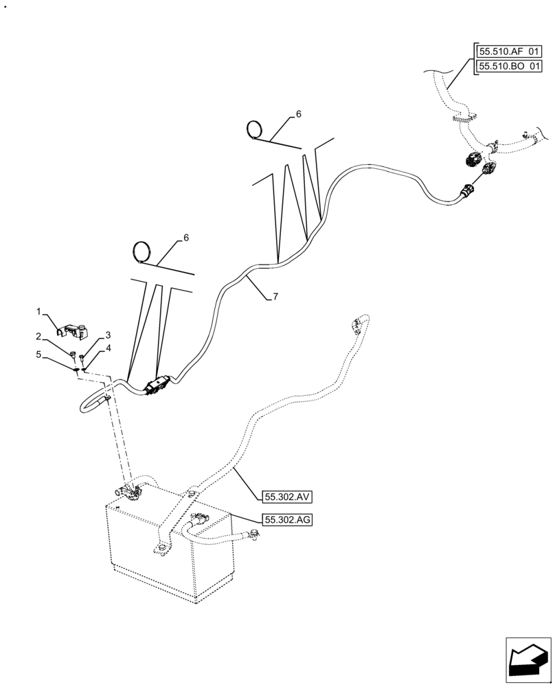 Схема запчастей Case IH FARMALL 110A - (55.100.AX[01]) - VAR - 391610, 393315 - FRONT, WIRE HARNESS (55) - ELECTRICAL SYSTEMS