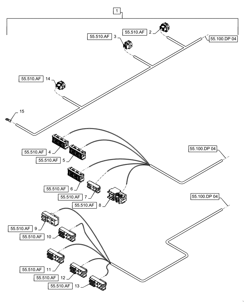 Схема запчастей Case IH WD1204 - (55.100.DP[05]) - WIRE HARNESS & CONNECTOR, DRAPER, CD4 (CONT.) (55) - ELECTRICAL SYSTEMS